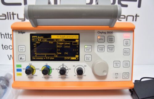 Drager Oxylog 3000 transport ventilator with Complete breathing circuit - Picture 5 of 8