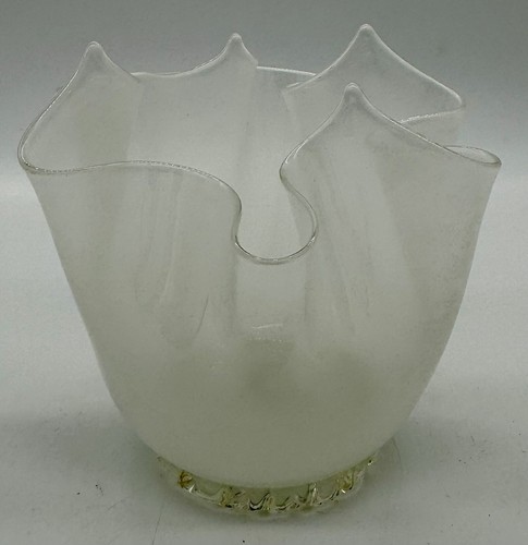 Beautiful Murano Italian Ruffle Venetian Glass Candle Holder Ribbon Swirling NEW - Picture 9 of 9