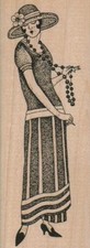Lady In Pearls 1 3/4 x 4 1/2" Rubber Stamp, People Stamp, Woman Stamp