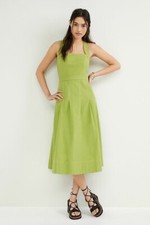 NWT Maeve Alessandra Cross Back Midi Dress Size 2 Moss Green Anthropologie