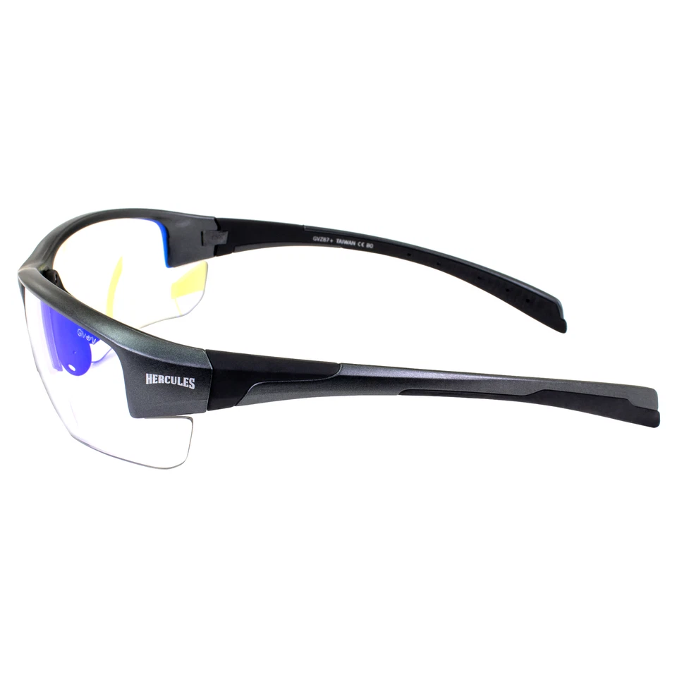 Global Vision Hercules 7 24 Sunglasses Z87.1 Black Photochromic Blue Mirror Lens Foto 3 de 4
