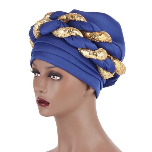 New Braid Turban Head Wrap African Women Cap Hijab Bonnet Hat Auto Gele Headtie - Picture 22 of 282