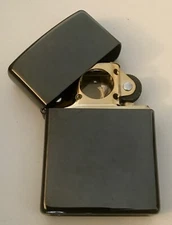 Zippo Windproof Ebony Lighter With GOLD Pipe Insert, 24756GPI, New In Box