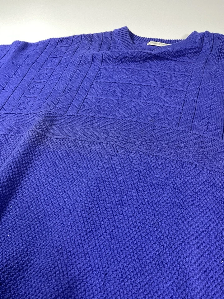 Suéter Geométrico Claiborne Vintage Talla XL 100% Algodón Hecho en EE. UU. Púrpura Años 90 Foto 4 de 4