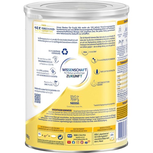 Nestlé BEBA Pre Anfangsmilch (6 x 800g) Anfangsnahrung von Geburt an - Bild 3 von 5