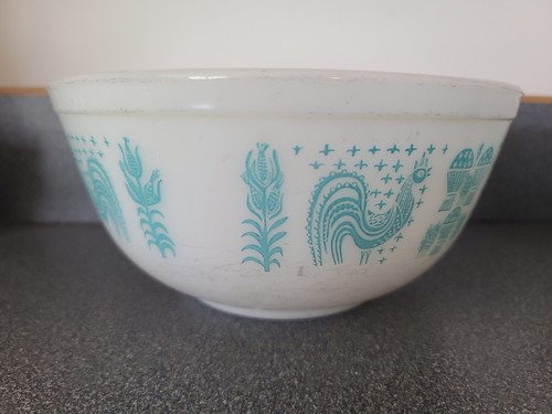 VTG Pyrex Amish Butterprint Turqouoise Mixing Bowl Set (3 pc - 401, 402 & 403) - Picture 3 of 16