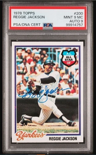 1978 Topps Reggie Jackson HOF Signed Baseball Card PSA 9 MC Certified Auto 9