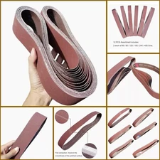 Sackorange 12 PCS 2 inch x 42 inch Abrasive Sanding Belts - 2 Each of 60 80 120 
