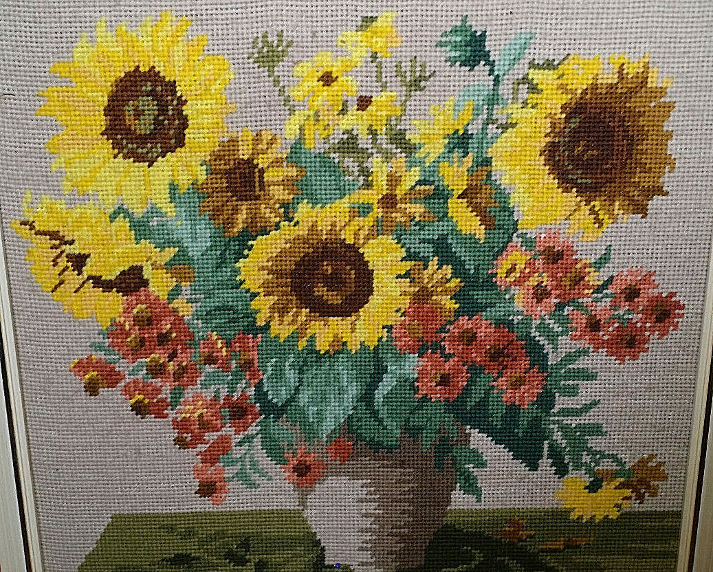 Stickbild Stickerei Sticken Bild Sonnenblumen mit Rahmen á la van Gogh | eBay Stickbild Stickerei Sticken Bild Sonnenblumen mit Rahmen á la van Gogh | eBay