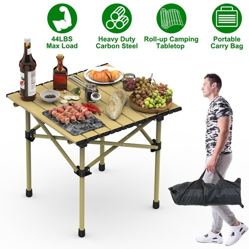 Folding Picnic Camping Table, Aluminum Roll-up Table w/ Carrying Bag for Indoor - Picture 2 of 23