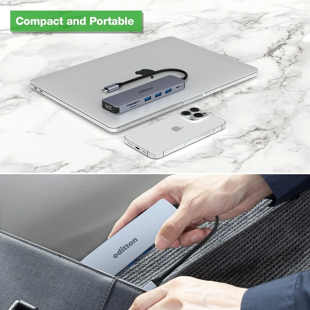USB C Hub USB C Docking Station 7 in 1 USB Hub Multiport Adapter HDMI 100W PD 3