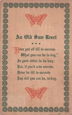 Arts and Crafts Poem Butterfly Faux Frame Harlow Woodward Artist Vtg Postcard H5