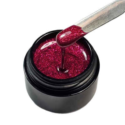 Premium UV Farbgel Bordeaux Red Glitter 5ml Gel Rot Fullcover Nail Art Nr.317