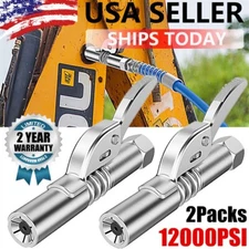 2pack 12000-PSI Grease Gun Coupler XL - Extra reach for recessed grease fittings