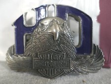 NEW 1987 Baron Brass Blue Enamel Harley Davidson Bar Shield Eagle Belt Buckle