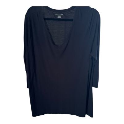 Amazon Essential Black Tops 3/4 Sleeve Regular V-Neck T-Shirt Women's Size XL
