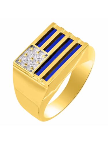 Rylos 14K Yellow Gold Simulated Blue Quartz & Diamond Ring - Picture 2 of 2