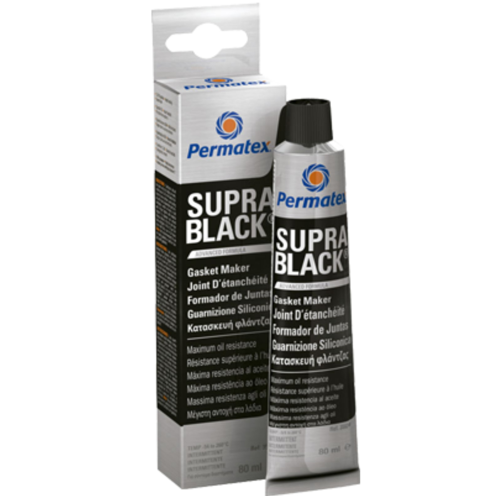 Permatex Supra Black Gasket Maker Pro Noncorrosive Oil Resistance Vibration 80ml