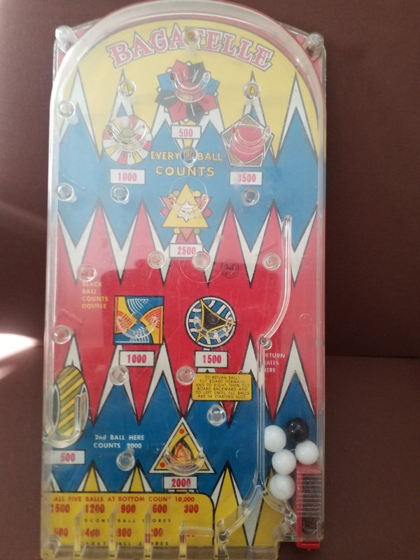 Vintage Toy Pinball Machine Bagatelle Complete