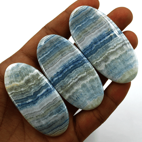 3 Pcs Sweden Natural Scheelite Top Grade 63mm-67mm Huge Oval Cabochon Gemstones - Picture 3 of 16