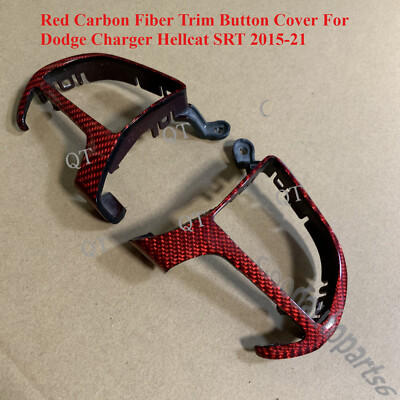 Red Carbon Fiber Steering Wheel Trim Button Cover For Dodge Charger Hellcat SRT