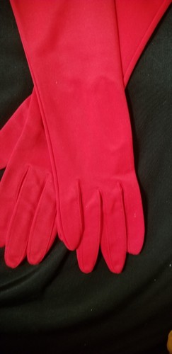 Vintage RED Grandoe Long Luxury Gloves Size 7? 100% Nylon French Opera 15.5"long - Picture 2 of 4