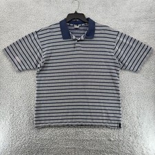 Nike Men  s L Blue Striped Cotton Polo Shirt Short Sleeve Casual Golf
