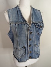 Vintage 90s Country Denim Vest Size Small Vtg Button V2J USA