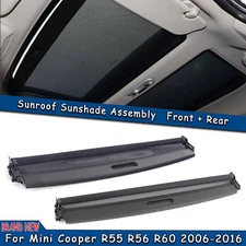 BLACK FRONT+REAR SUNSHADE SUNROOF COVERS FOR MINI COOPER R55 R56 R60 2007-2016