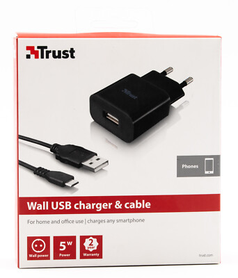 Trust Wall Ladegerät Ladestecker Handy Tablet Netzteil Ladekabel Micro USB 271