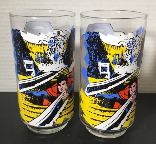 1978 PEPSI SUPERMAN THE MOVIE: THE CAPED WONDER TO THE RESCUE SET OF 2 GLASSES - Picture 5 of 7