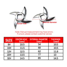 8/10/12/22/32Size Meat Mincer Grinder Spare Blade Curved Knife Stainless Steel
