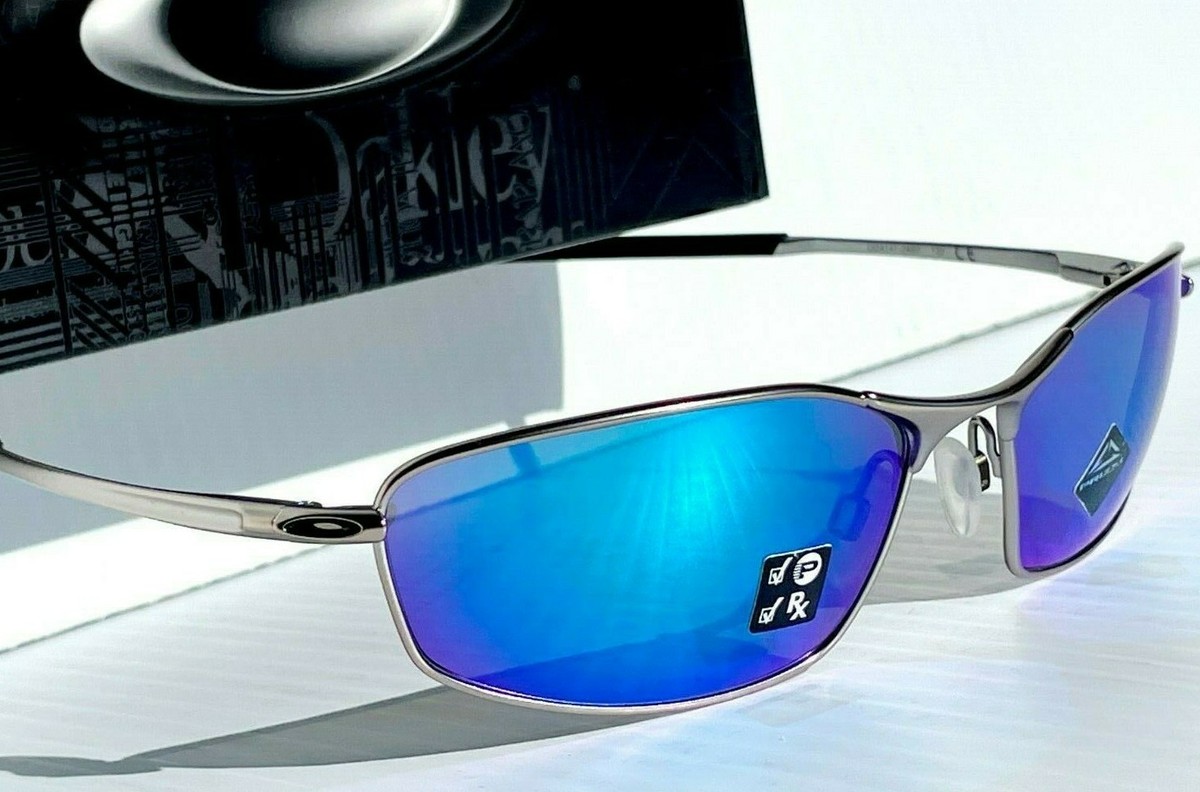 NEW Oakley WHISKER Satin Chrome PRIZM POLARIZED Sapphire Sunglass