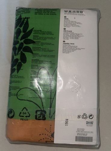 Ikea ONSKEDROM Twin Duvet Cover w/ Pillowcase Set Green / Yellow People - NEW - Picture 3 of 8