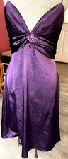 ASPEED USA Purple Plunge Back Cocktail Dress Stretch Spaghetti Straps Women's XL