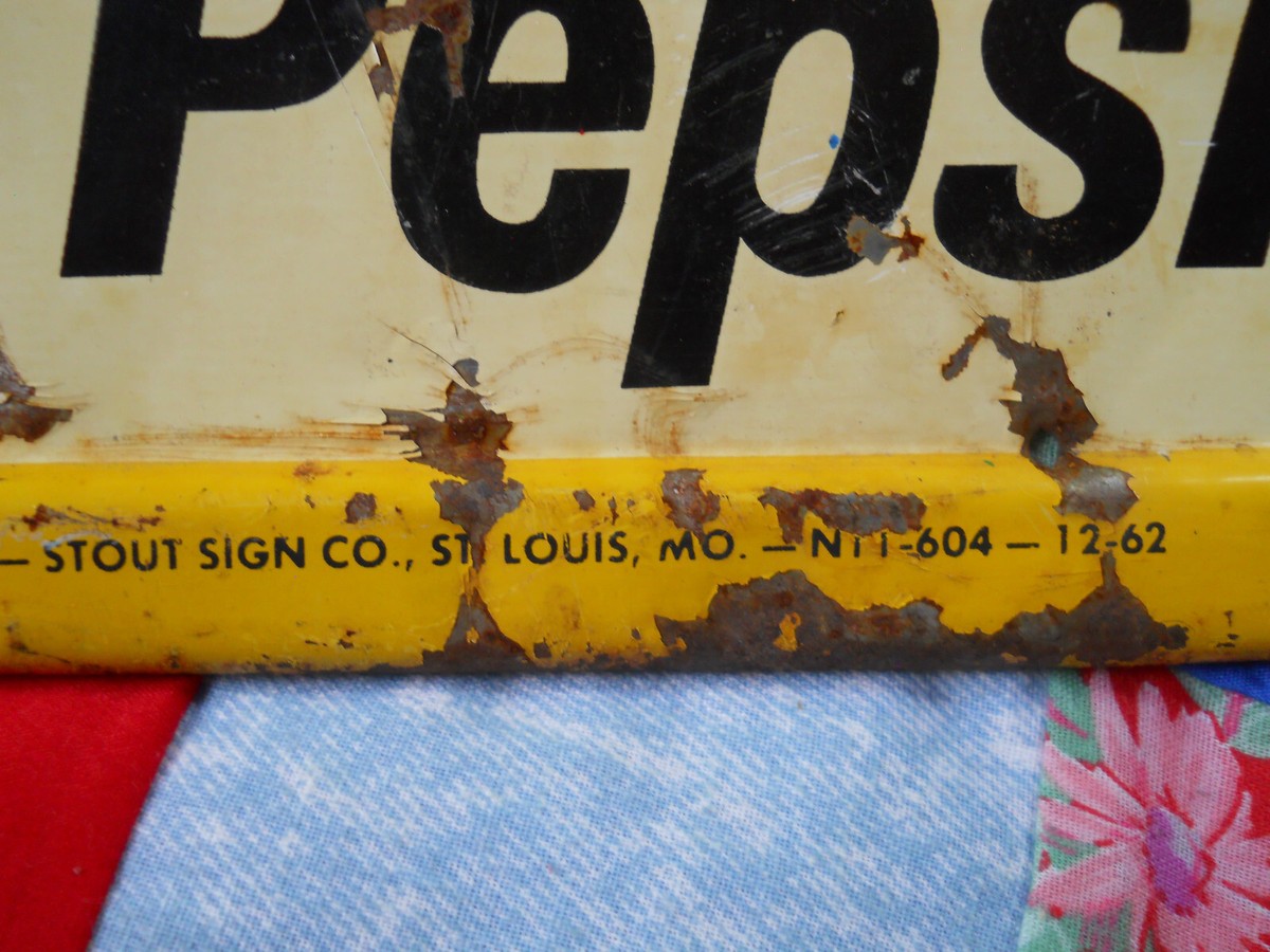 Pepsi Sign Stout Metal Steel Chalkboard M-167 1962 30x19.5