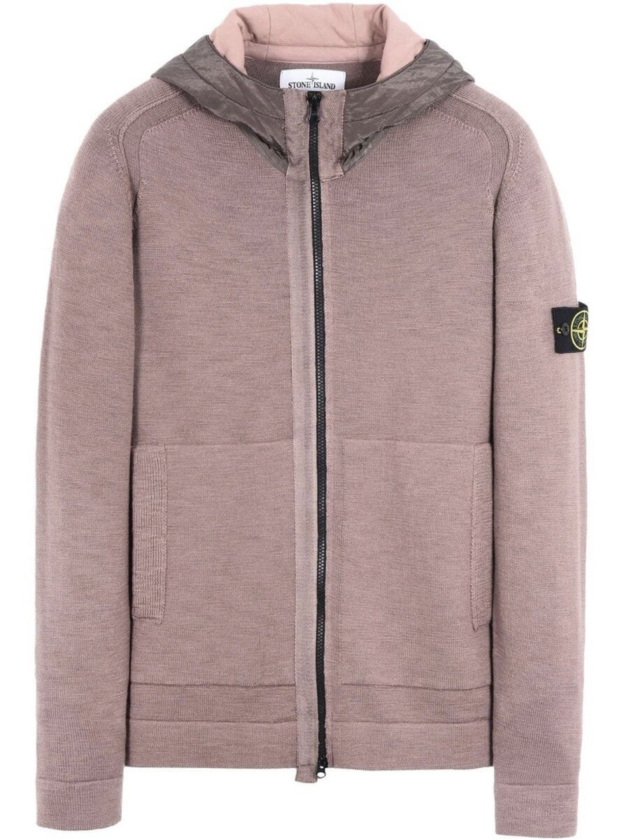 Stone Island Hooded Cardigan Knit With “Nylon Metal” Hood Stone Island Hooded Cardigan Knit With “Nylon Metal” Hood