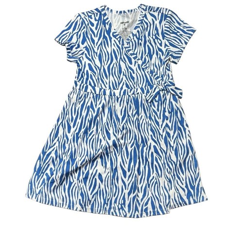 DVF x Target girls adaptive short sleeve faux wrap dress blue/white size 4T NWOT - Picture 2 of 7
