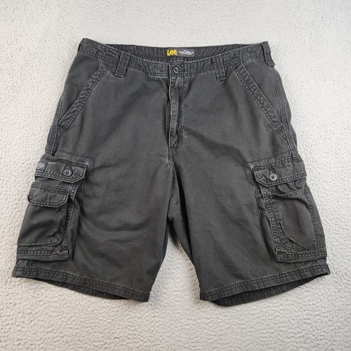 LEE Shorts Mens 38 Y2K Classic Black Cargo Side Pockets Grunge Baggy Cotton