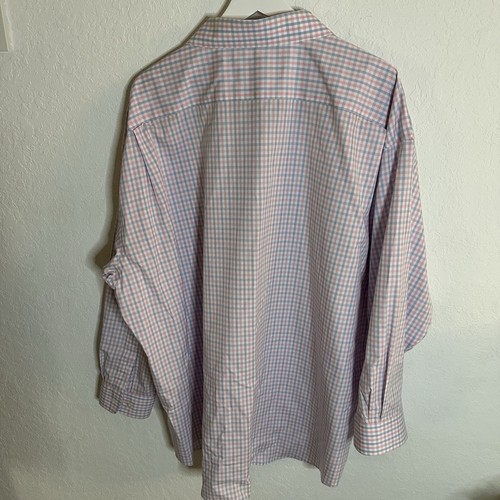 Camisa de vestir Pronto Uomo para hombre rosa y azul a cuadros con botones sin planchar 34/35 - Imagen 2 de 5