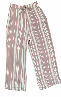 Show Me Your Mumu Kensington Pink Striped Satin Crop Pants Size M Medium