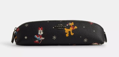 NWT Coach CN570 Disney X Coach Pencil Case with Holiday Print