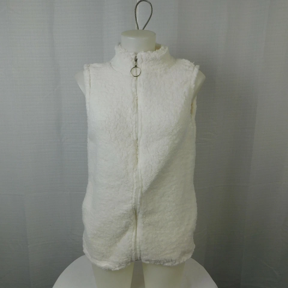 Bobbie Brooks Full-Zip Sherpa Fleece Vest - White, Small #9002 - Image 2 of 4