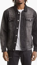 Pleasures Men’s Black Gray Python Snake Print Encore Denim Jean Trucker Jacket L