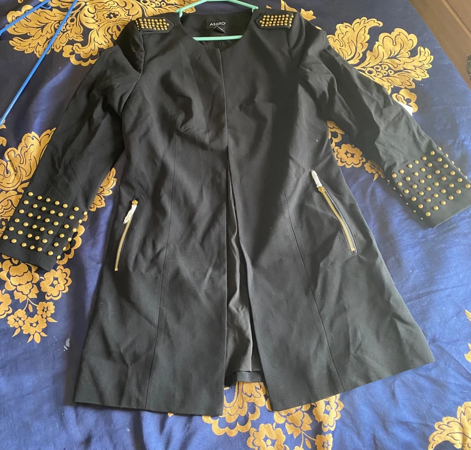 Ashro Black and Gold Studded Jacket w Pants and skirt - Image 2 of 4