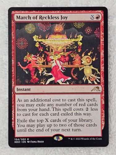 MTG March of Reckless Joy #154 Kamigawa: Neon Dynasty Magic Card Rare NM - Picture 1 of 6
