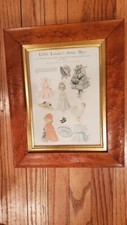 Ancienne poupée en papier encadrée 10,5 x 12" art - petite sœur de Louise May Good Houseke