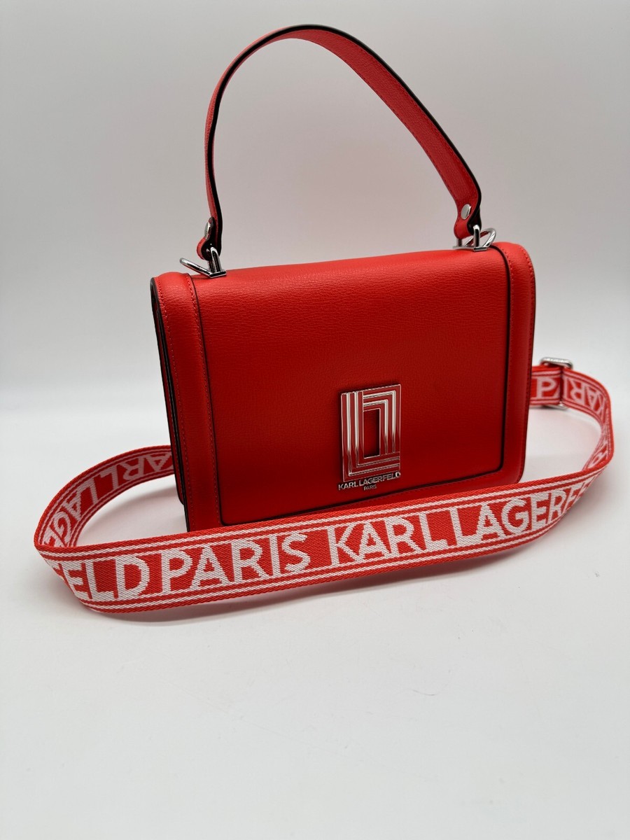 KARL LAGERFELD Paris Simone leather small crossbody bag -Red 