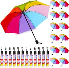 24 Pcs Rainbow Umbrella Bulk Compact Portable Tri Fold Fresh Color
