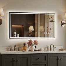 48X24 LED Bathroom Mirror with Lights, Anti-Fog, Backlit  Front Lit CRI 90 , L